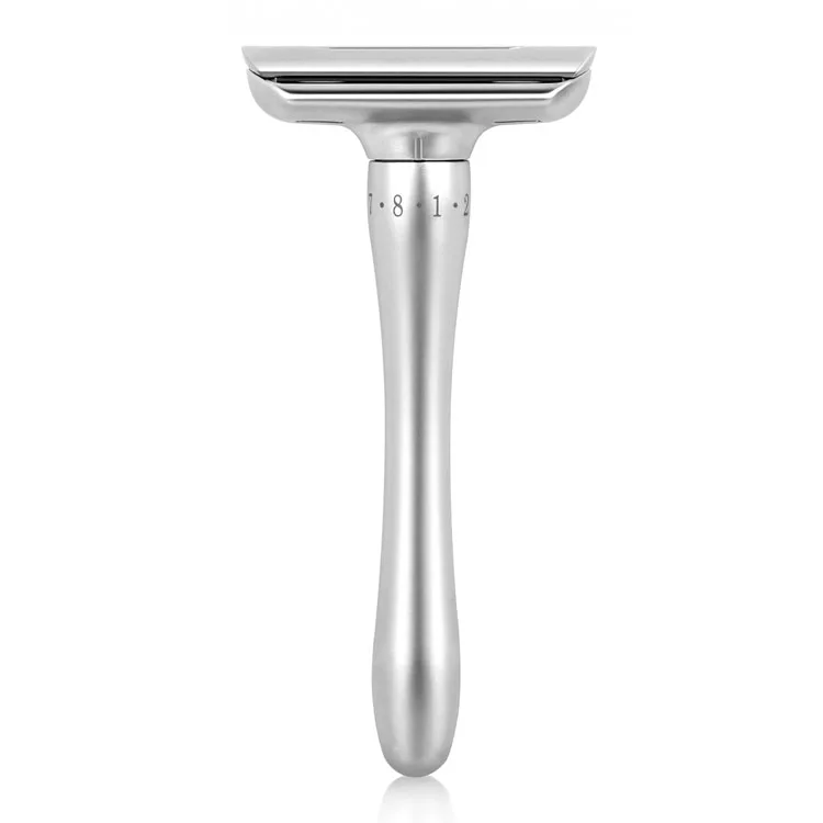 QShave – rasoir de sécurité réglable avec couvercle magnétique, 1 rasoir, 1 étui jetable et 5 lames