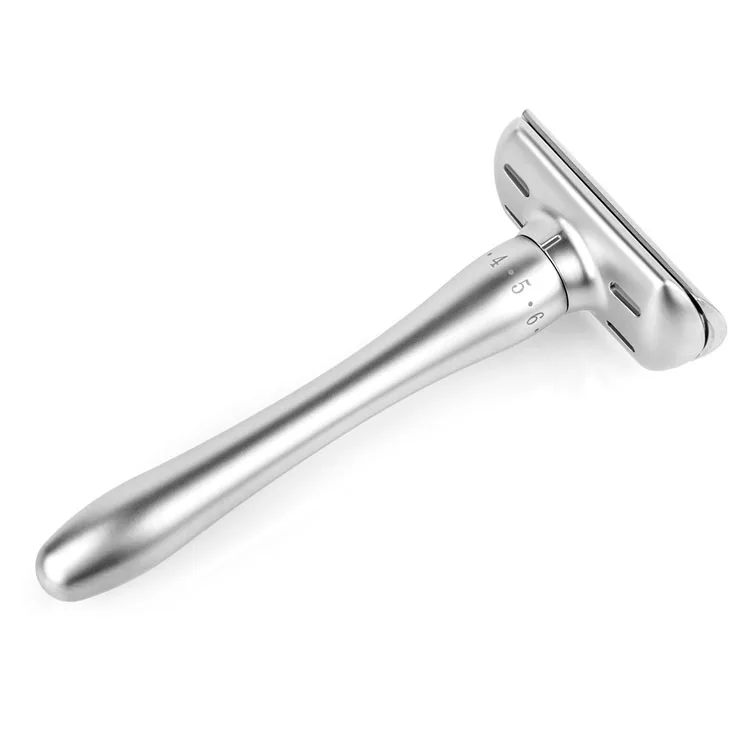 QShave – rasoir de sécurité réglable avec couvercle magnétique, 1 rasoir, 1 étui jetable et 5 lames