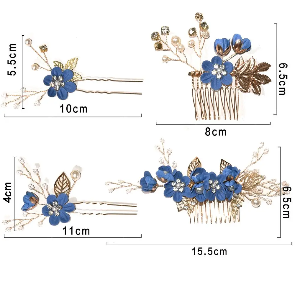 Peignes à cheveux fleur bleue de luxe
