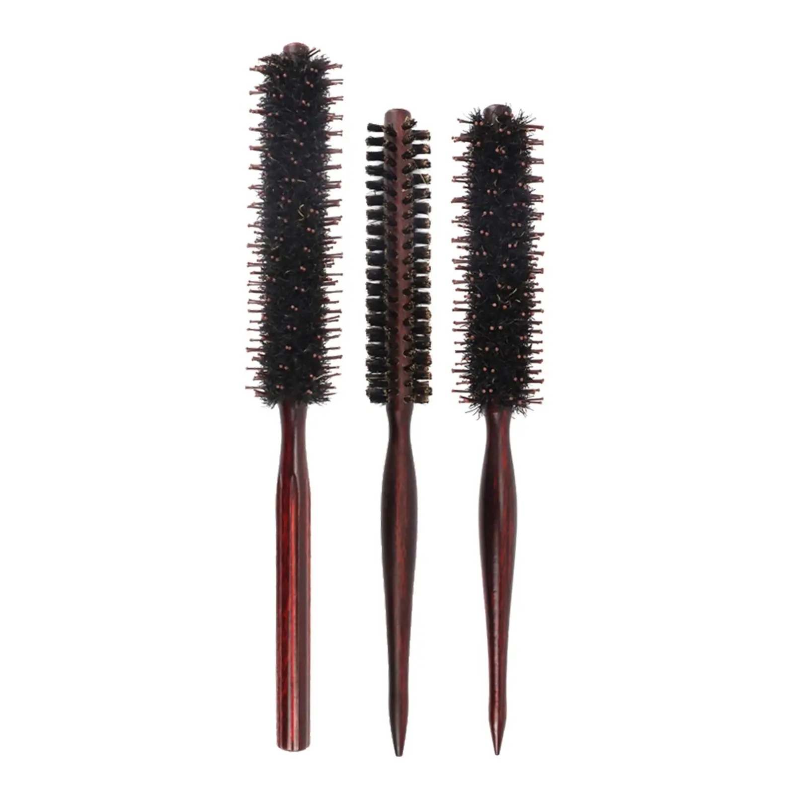 Hair Brush Hair Comb Small Roller Round Brush Wooden Handle Rolling Brush for Hairdressing Volumizing Detangling Men Women Hotel
