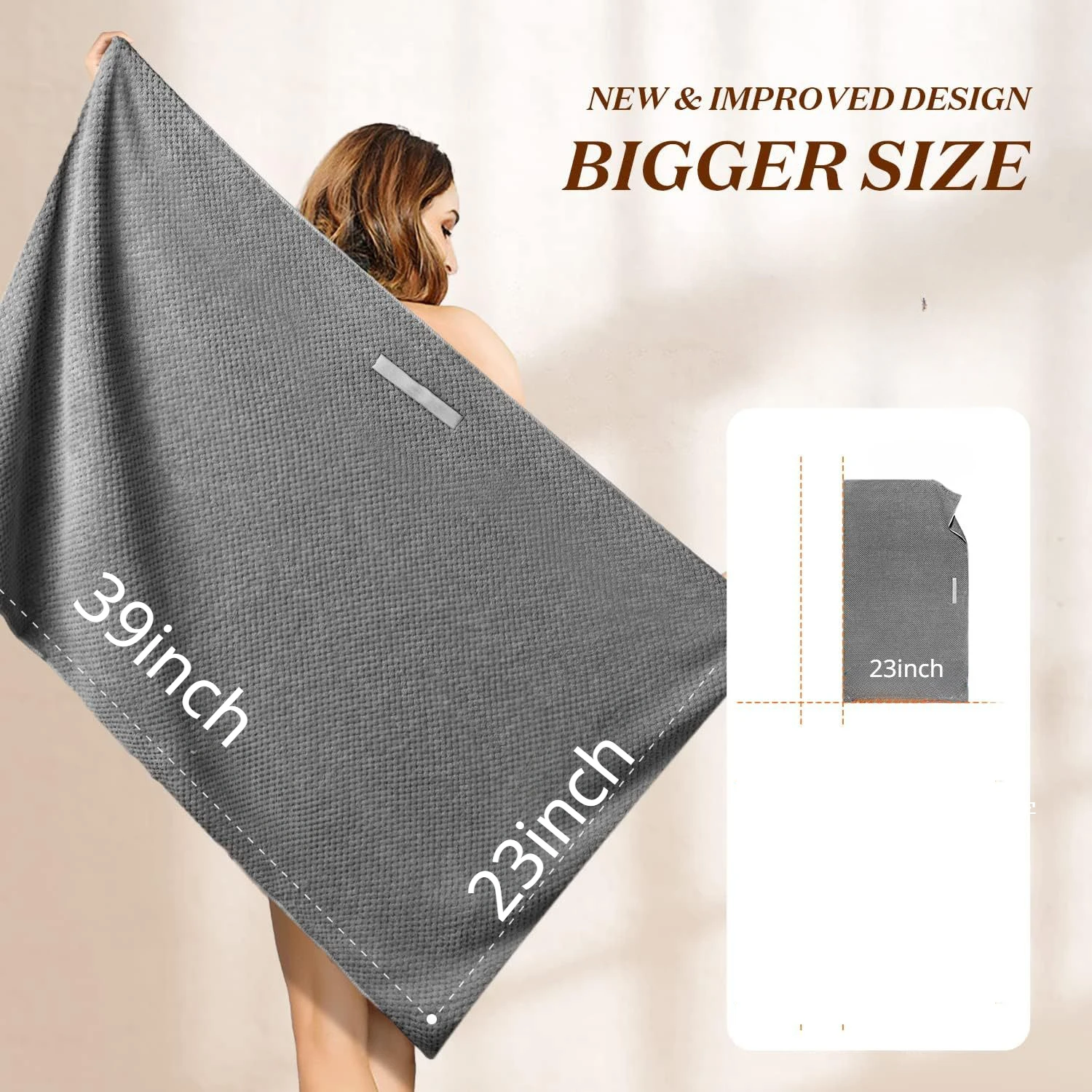 Grande Serviette de Cheveux Longs en Microcarence pour Femme