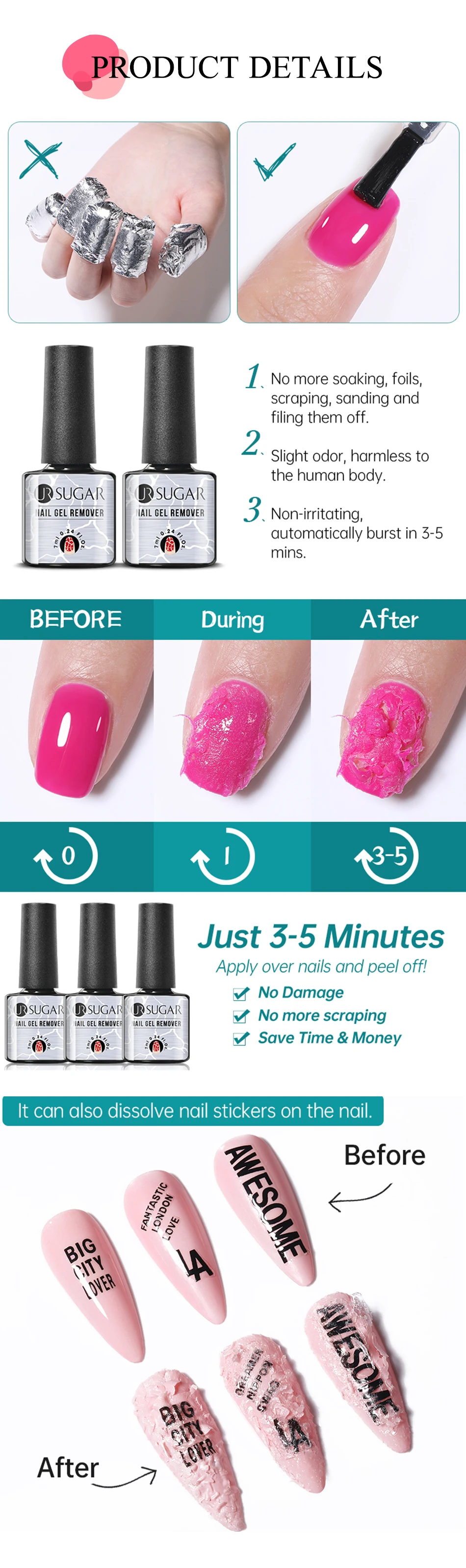 UR SUGAR Dissolvant de vernis à ongles