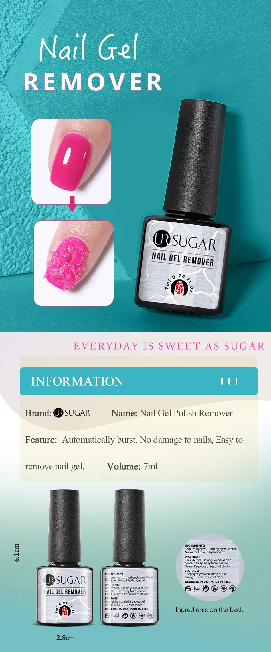 UR SUGAR Dissolvant de vernis à ongles