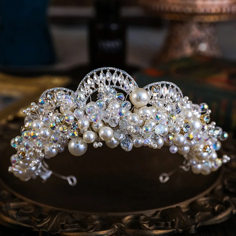 Couronne de mariage en perles de cristal pour patients