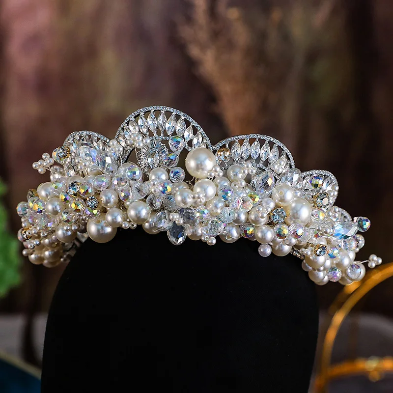 Couronne de mariage en perles de cristal pour patients