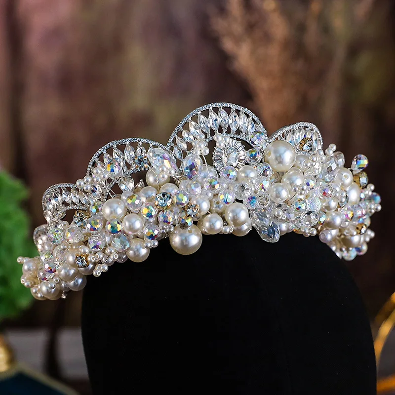 Couronne de mariage en perles de cristal pour patients
