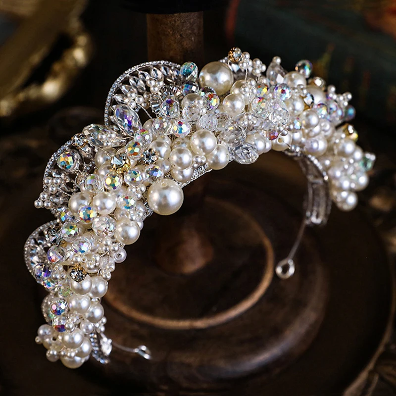 Couronne de mariage en perles de cristal pour patients