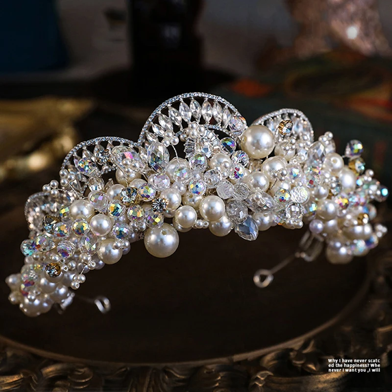 Couronne de mariage en perles de cristal pour patients