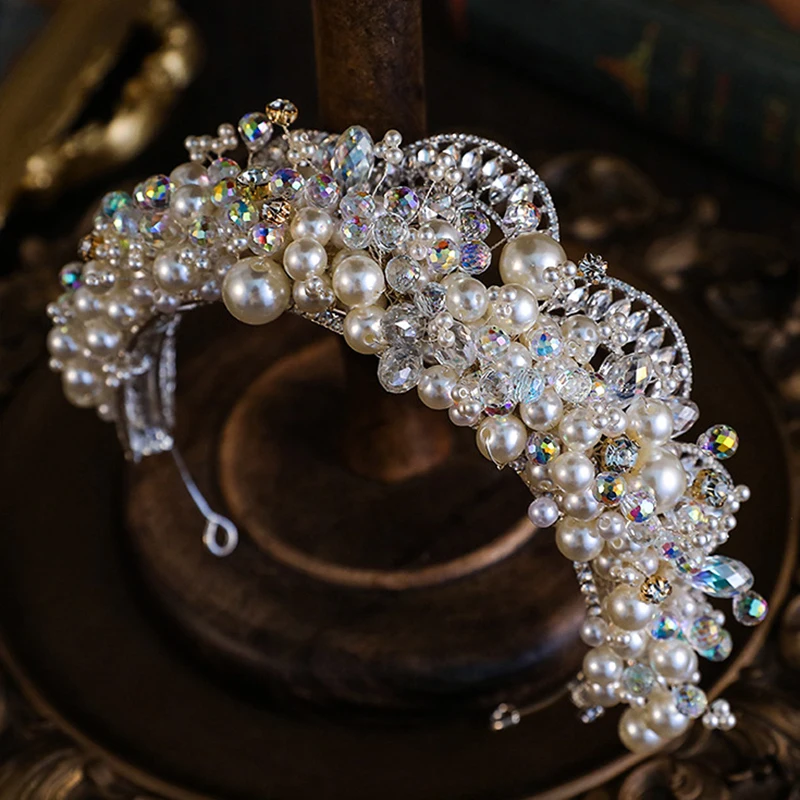 Couronne de mariage en perles de cristal pour patients
