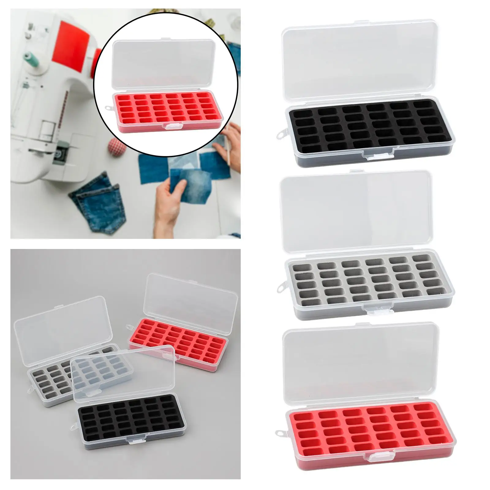 30 Grids Bobbin Box Household Bobbins Container Bobbin Storage Organizer for Sewing Machine Practical Bobbin Spool Holder