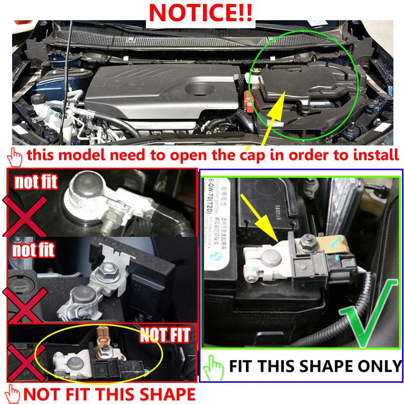 Couvercle de protection de Terminal d'électrode négative de batterie de voiture