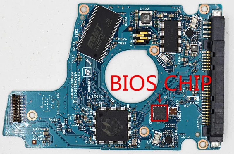 Moteur HDD Combo IC et position de la puce BIOS