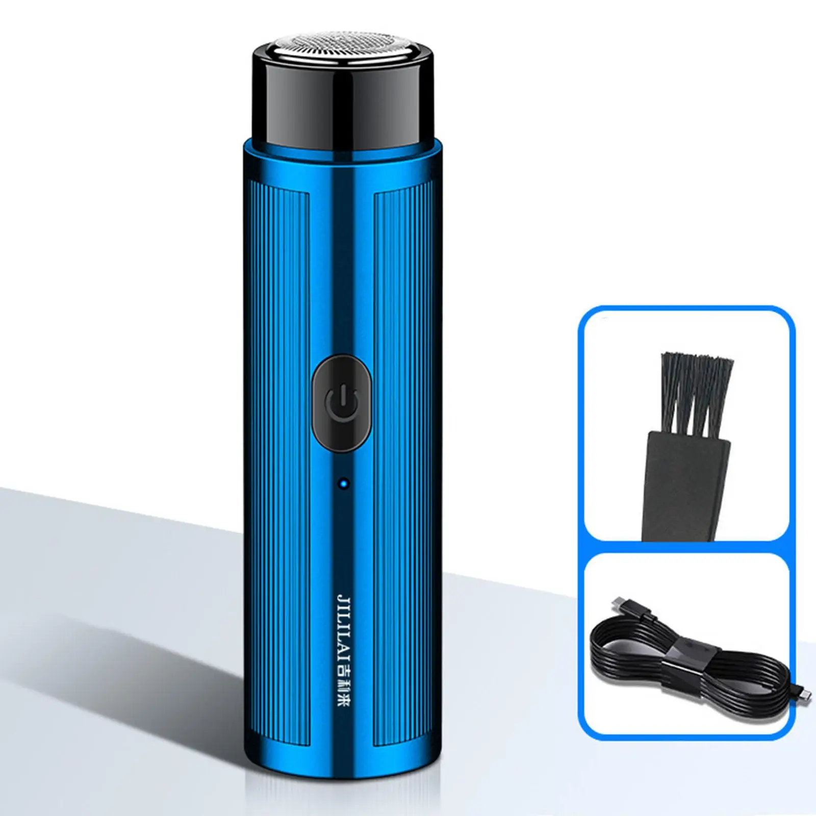 Handheld Mini Travel Electric Shavers Rechargeable Shaving Razors Facial Beard Trimmer for Car Office Men Women Facial Full Body Image rasoir bleu